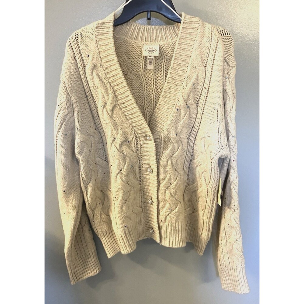 St Johns Bay NWT Oatmeal Color Cardigan with Gems Size XXL